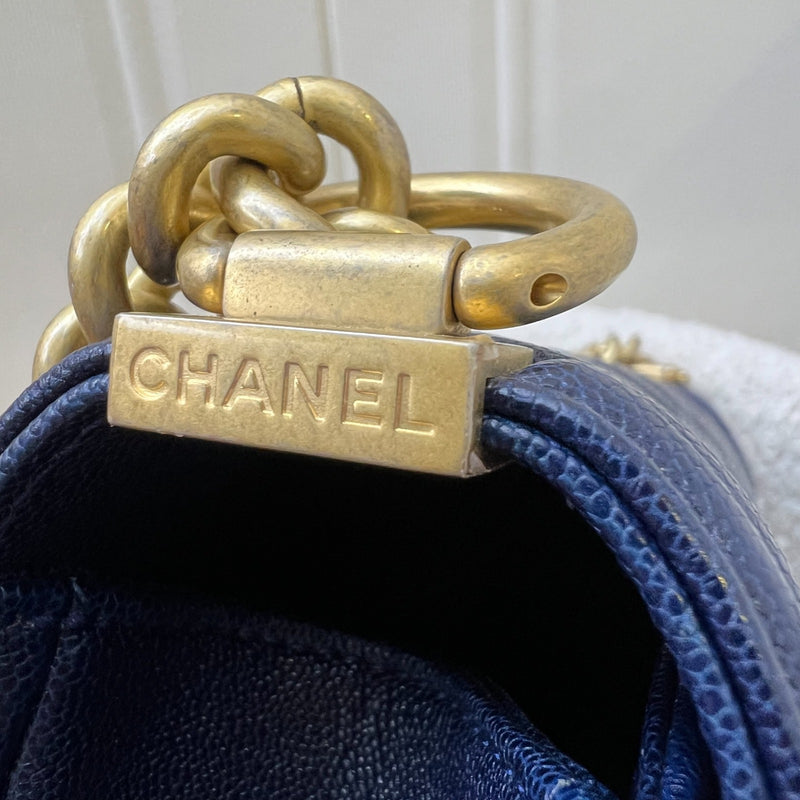 Chanel Medium 25cm Boy Flap in Midnight Blue Caviar and AGHW (Model: A67086)