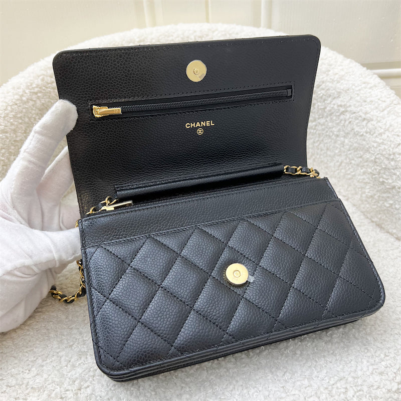 Chanel Classic Wallet on Chain WOC in Black Caviar and GHW