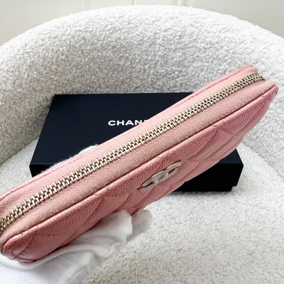 Chanel Medium Mid-Length Wallet in 19S Iridescent Pink Caviar and MOP Logo