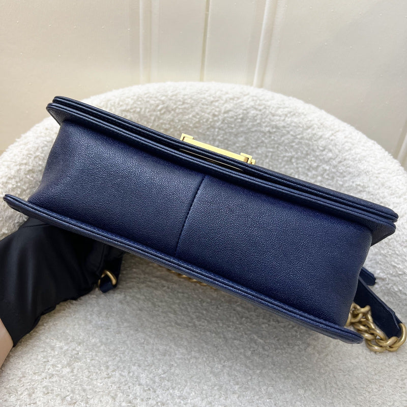 Chanel Medium 25cm Boy Flap in Midnight Blue Caviar and AGHW (Model: A67086)