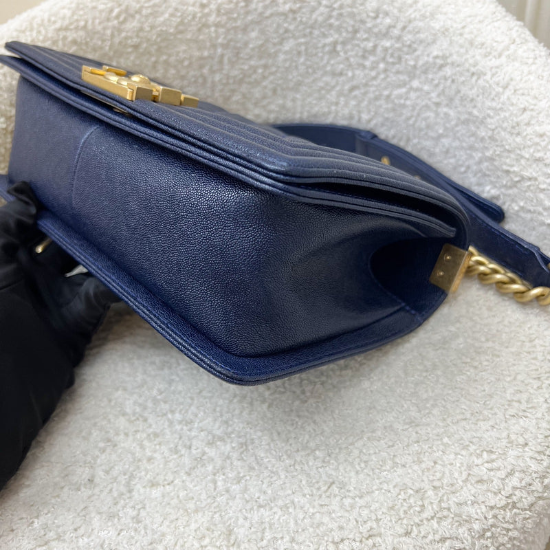 Chanel Medium 25cm Boy Flap in Midnight Blue Caviar and AGHW (Model: A67086)