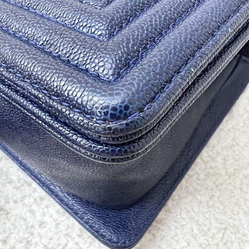 Chanel Medium 25cm Boy Flap in Midnight Blue Caviar and AGHW (Model: A67086)