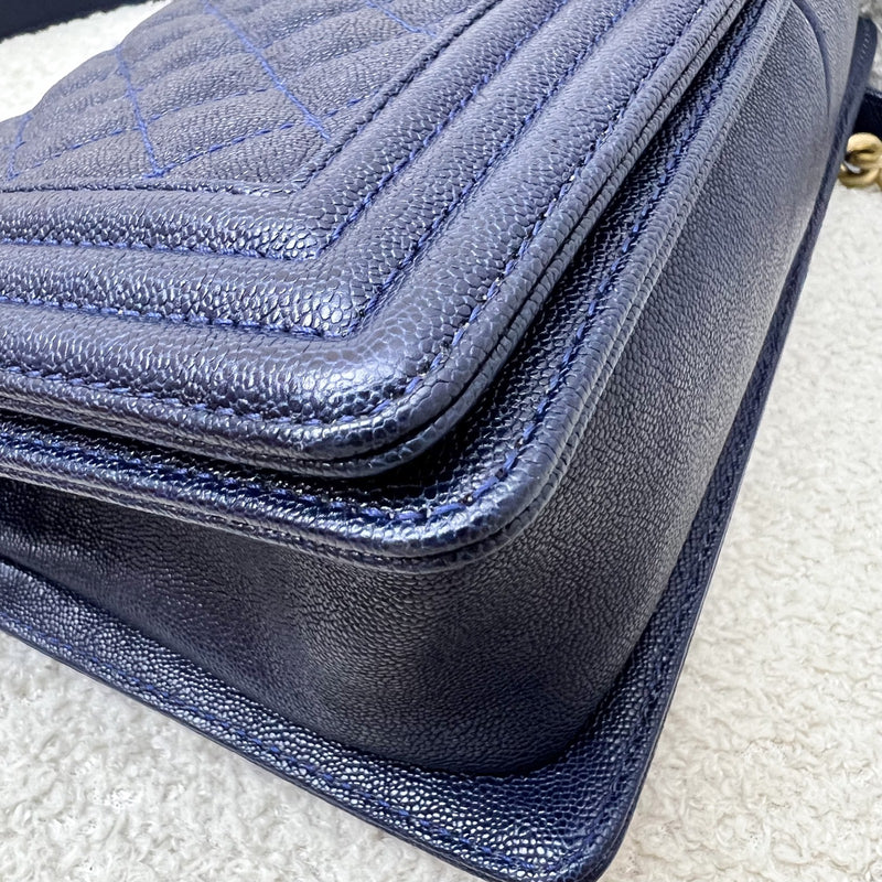 Chanel Medium 25cm Boy Flap in Midnight Blue Caviar and AGHW (Model: A67086)