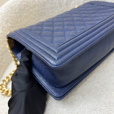 Chanel Medium 25cm Boy Flap in Midnight Blue Caviar and AGHW (Model: A67086)