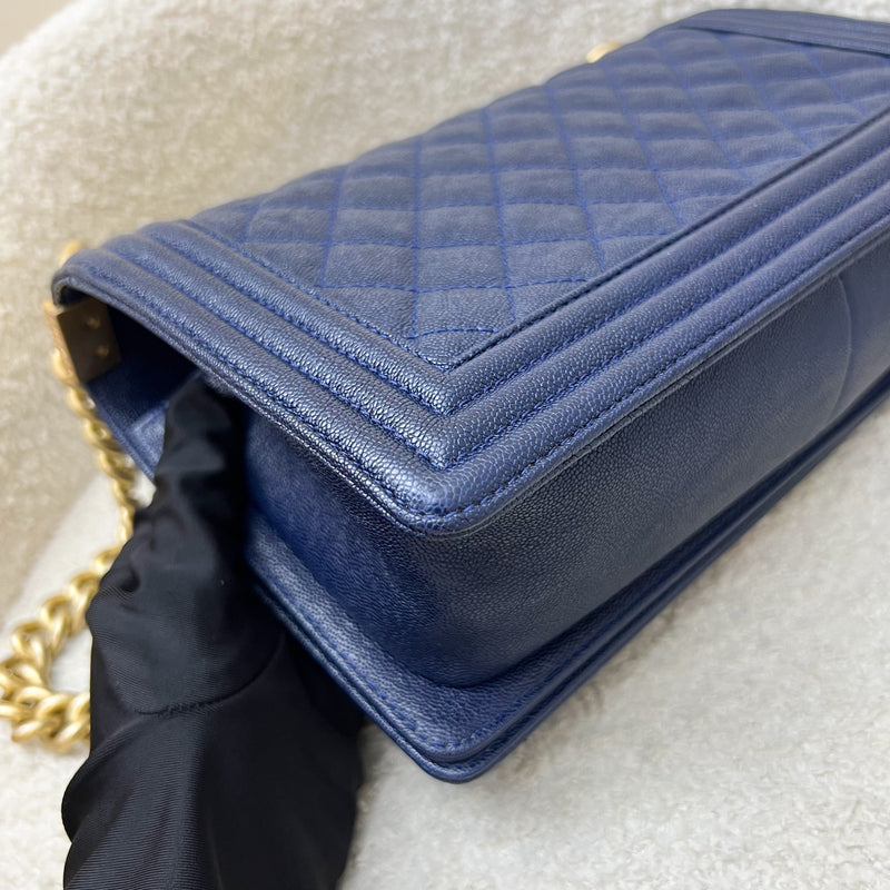 Chanel Medium 25cm Boy Flap in Midnight Blue Caviar and AGHW (Model: A67086)