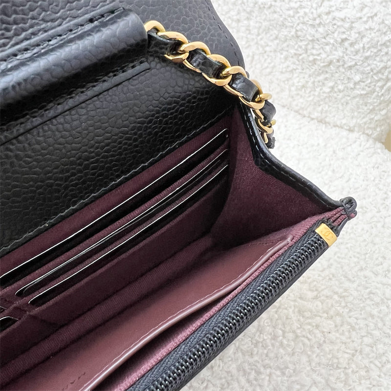 Chanel Classic Wallet on Chain WOC in Black Caviar and GHW