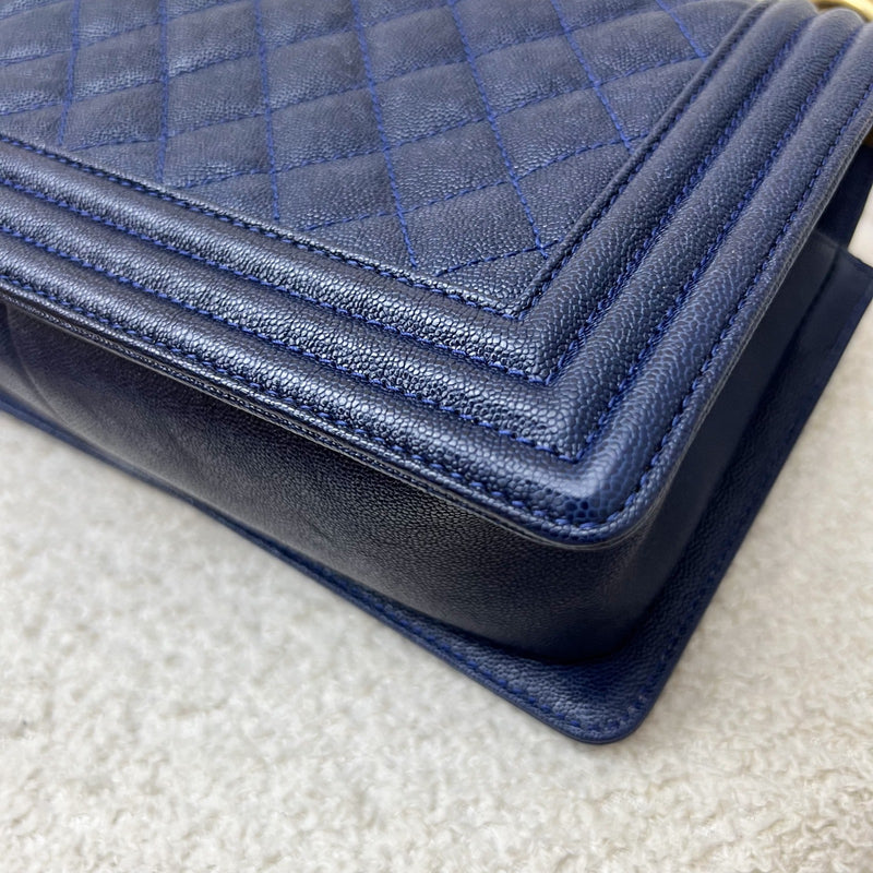 Chanel Medium 25cm Boy Flap in Midnight Blue Caviar and AGHW (Model: A67086)