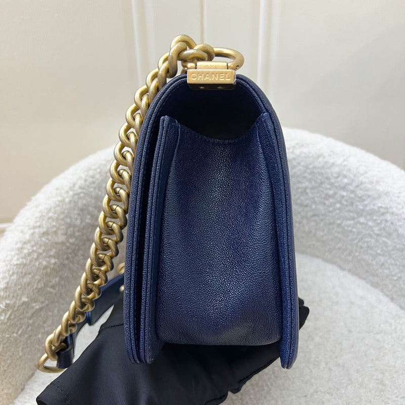 Chanel Medium 25cm Boy Flap in Midnight Blue Caviar and AGHW (Model: A67086)