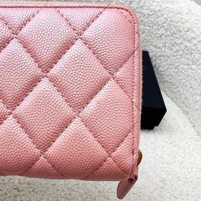 Chanel Medium Mid-Length Wallet in 19S Iridescent Pink Caviar and MOP Logo