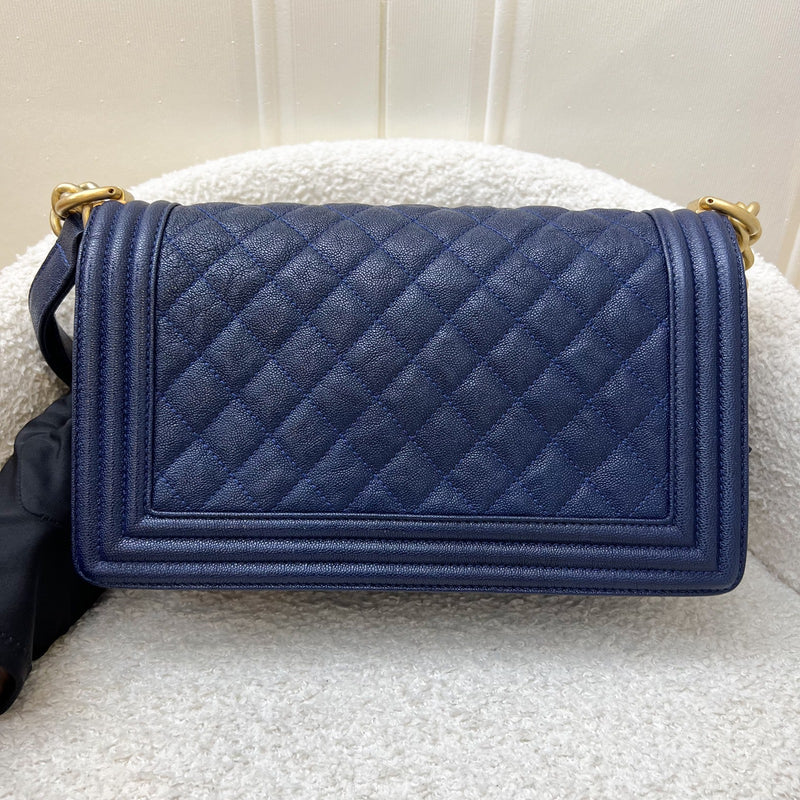 Chanel Medium 25cm Boy Flap in Midnight Blue Caviar and AGHW (Model: A67086)