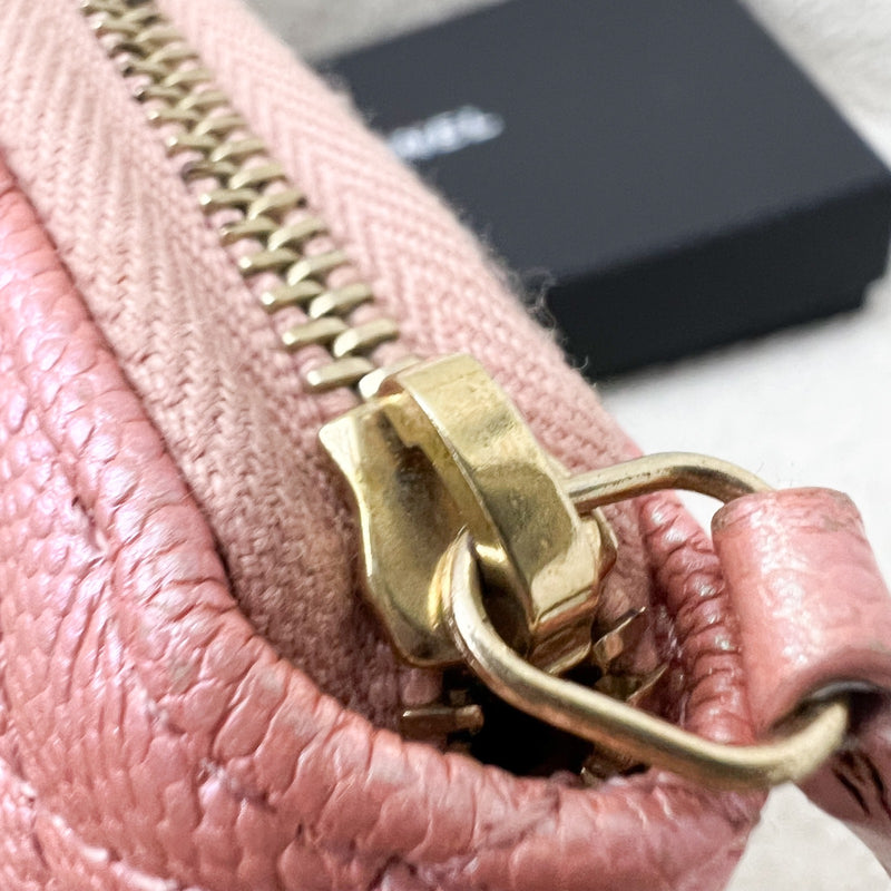 Chanel Medium Mid-Length Wallet in 19S Iridescent Pink Caviar and MOP Logo