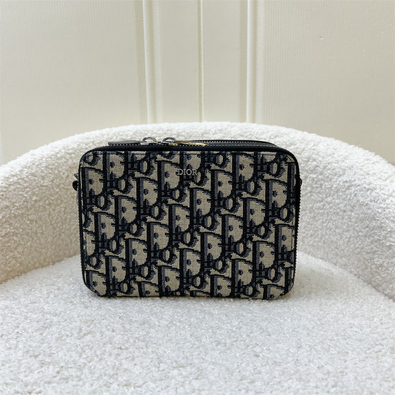Dior Essentials Pouch with Strap in Beige and Black Dior Oblique Jacquard