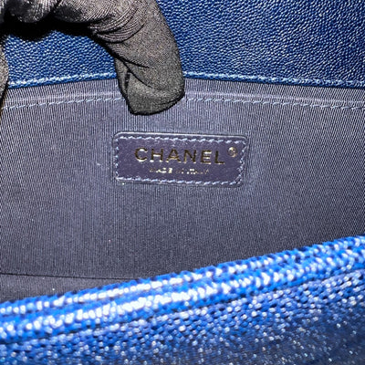 Chanel Medium 25cm Boy Flap in Midnight Blue Caviar and AGHW (Model: A67086)