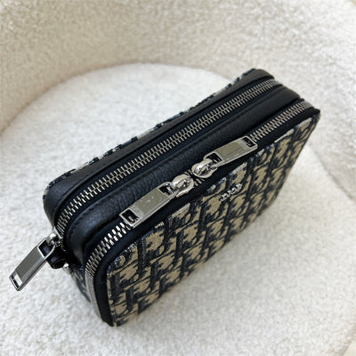 Dior Essentials Pouch with Strap in Beige and Black Dior Oblique Jacquard