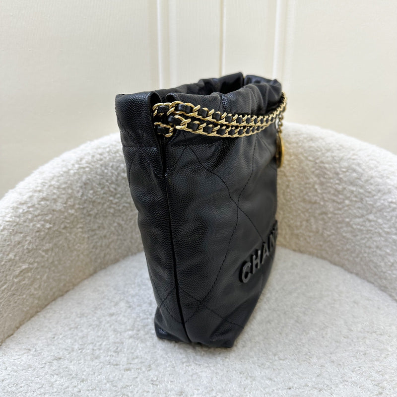 Chanel 22 So Black Mini Hobo Bag in 23K Black Caviar and GHW