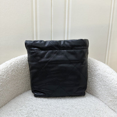 Chanel 22 So Black Mini Hobo Bag in 23K Black Caviar and GHW