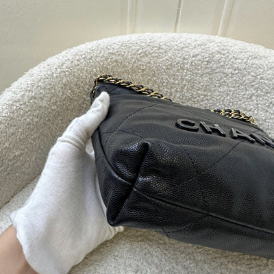 Chanel 22 So Black Mini Hobo Bag in 23K Black Caviar and GHW