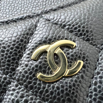 Chanel Zipped Card Holder with Coin Compartment in Black Caviar and LGHW