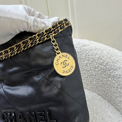 Chanel 22 So Black Mini Hobo Bag in 23K Black Caviar and GHW