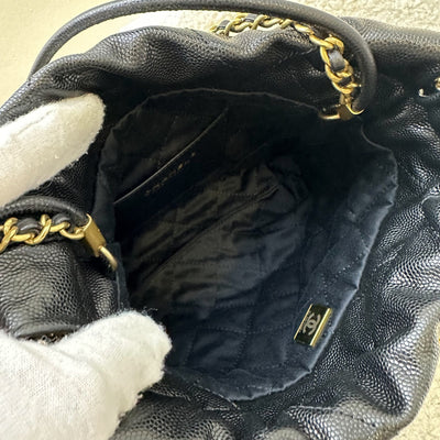 Chanel 22 So Black Mini Hobo Bag in 23K Black Caviar and GHW