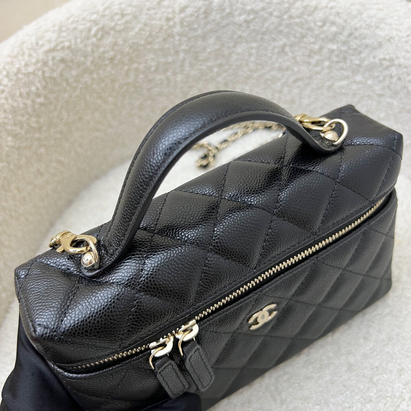 [Brand New - Local Full Set] Chanel 25P Vanity / Clutch with Chain (LP Style Bag) in Black Caviar and LGHW (Model: AP4385)