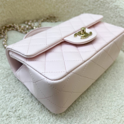 Chanel Top Handle Rectangle Mini Flap in 22P Light Pink Lambskin and LGHW
