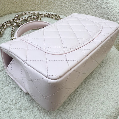 Chanel Top Handle Rectangle Mini Flap in 22P Light Pink Lambskin and LGHW