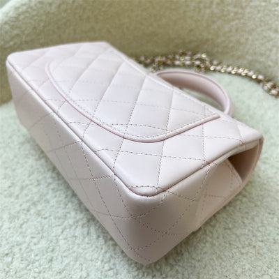 Chanel Top Handle Rectangle Mini Flap in 22P Light Pink Lambskin and LGHW