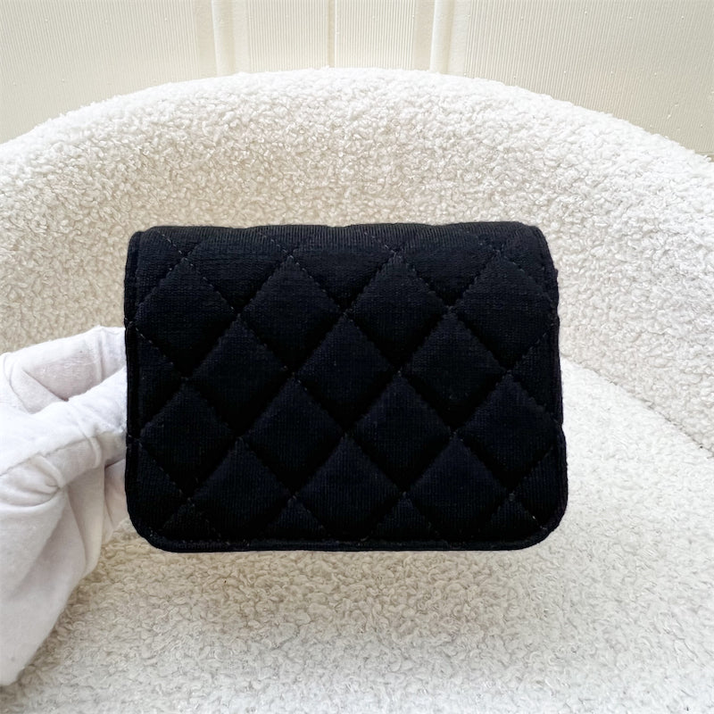 Chanel 2023 VIP Clutch on Chain in Black Jersey and LGHW