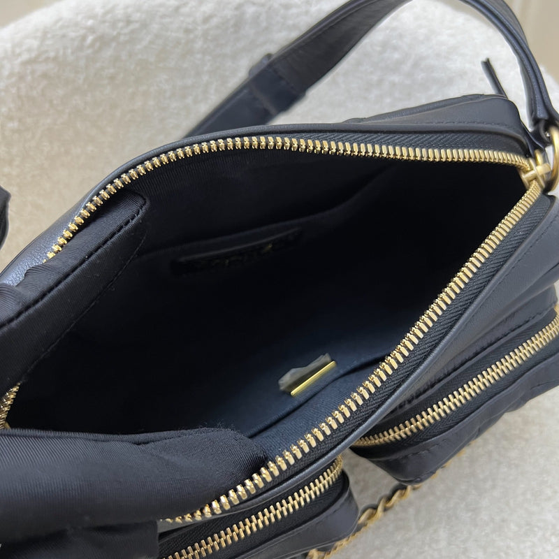 Chanel 22C Seasonal Camera Bag in Black Calfskin and AGHW (Model: AS2923)