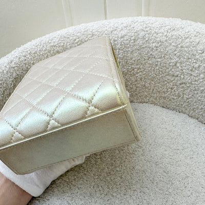 Chanel Clutch with Chain / Phone Holder in 20B Iridescent Ivory Lambskin and LGHW