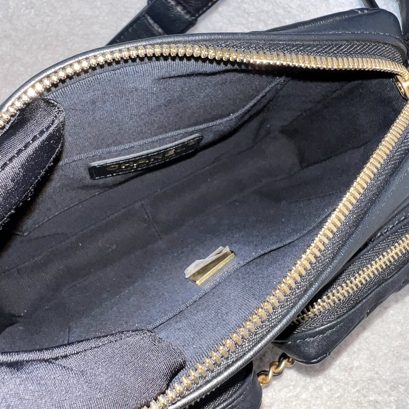 Chanel 22C Seasonal Camera Bag in Black Calfskin and AGHW (Model: AS2923)