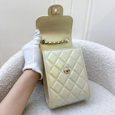 Chanel Clutch with Chain / Phone Holder in 20B Iridescent Ivory Lambskin and LGHW