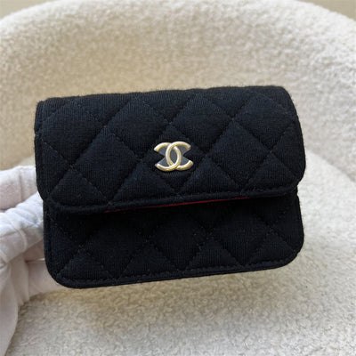 Chanel 2023 VIP Clutch on Chain in Black Jersey and LGHW