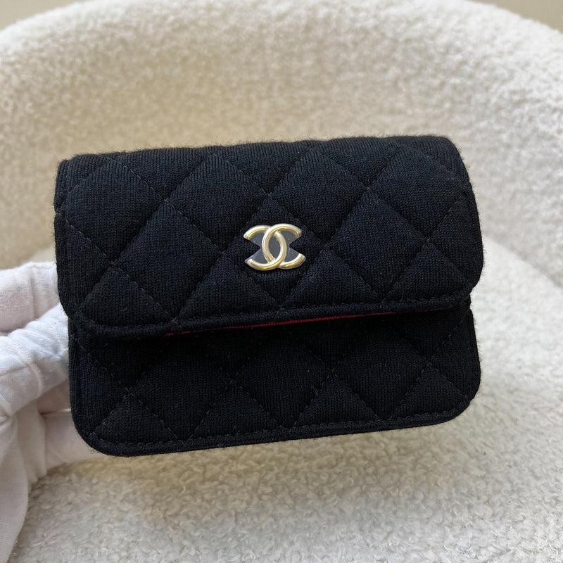 Chanel 2023 VIP Clutch on Chain in Black Jersey and LGHW