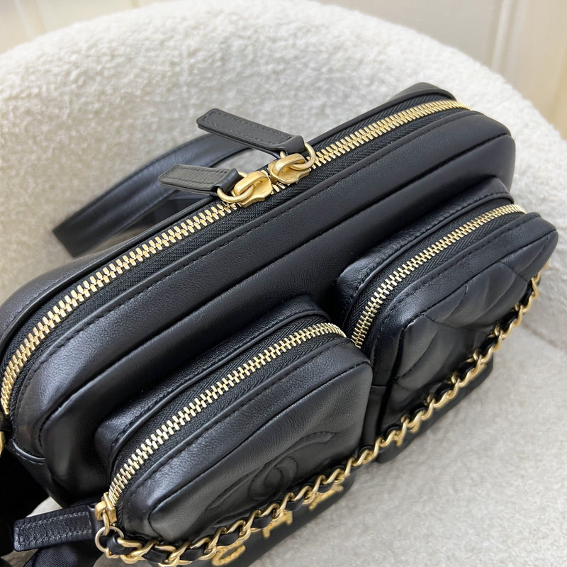 Chanel 22C Seasonal Camera Bag in Black Calfskin and AGHW (Model: AS2923)
