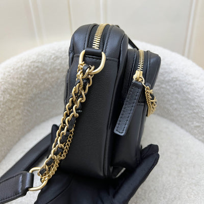 Chanel 22C Seasonal Camera Bag in Black Calfskin and AGHW (Model: AS2923)