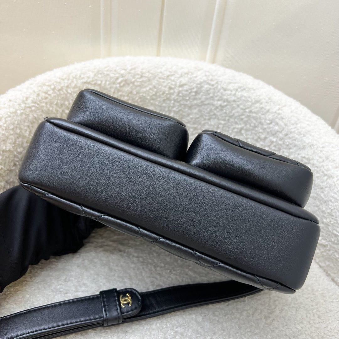 Chanel 22C Seasonal Camera Bag in Black Calfskin and AGHW (Model