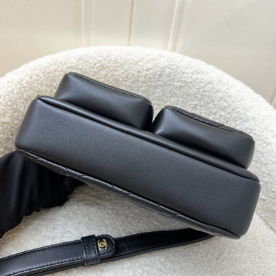 Chanel 22C Seasonal Camera Bag in Black Calfskin and AGHW (Model: AS2923)