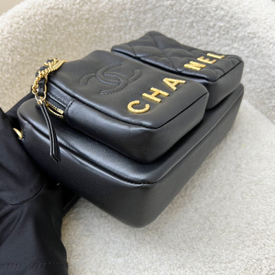 Chanel 22C Seasonal Camera Bag in Black Calfskin and AGHW (Model: AS2923)