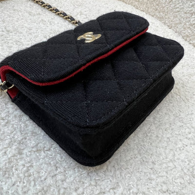 Chanel 2023 VIP Clutch on Chain in Black Jersey and LGHW