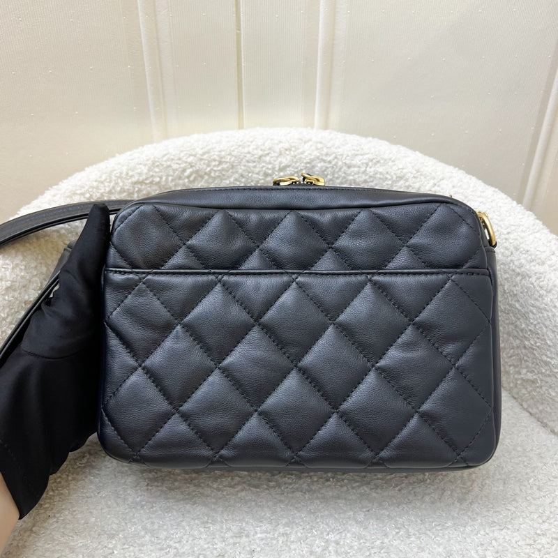 Chanel 22C Seasonal Camera Bag in Black Calfskin and AGHW (Model: AS2923)