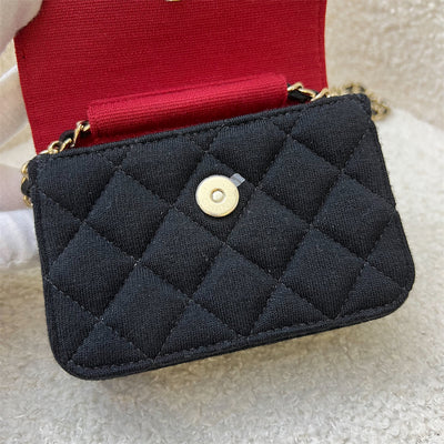 Chanel 2023 VIP Clutch on Chain in Black Jersey and LGHW