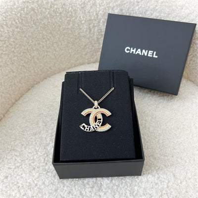 Chanel 23C CC Logo Necklace with Tricolor Crystals and LGHW