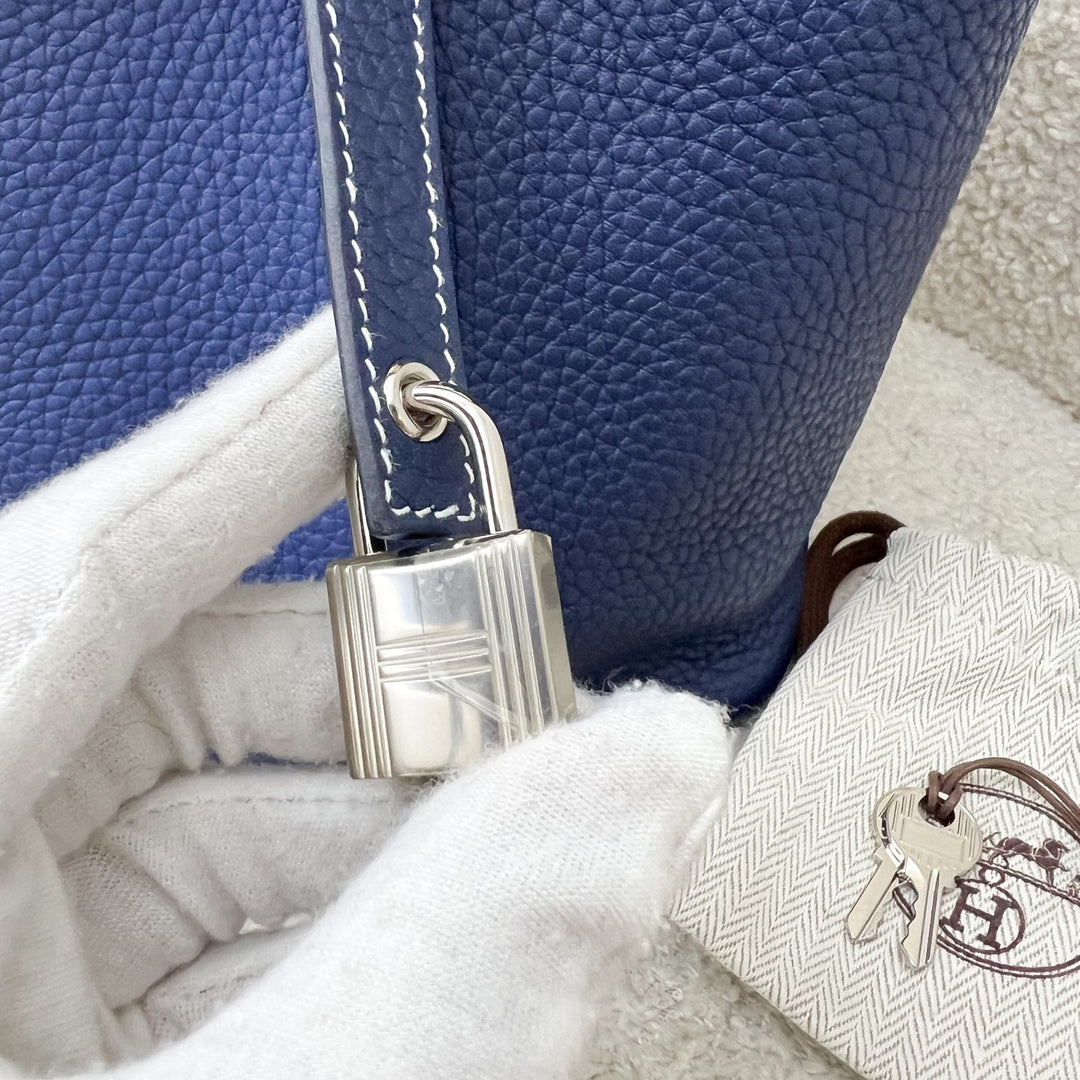 Hermes Picotin 18 in Bleu Saphir / Bleu Brighton Clemence Leather