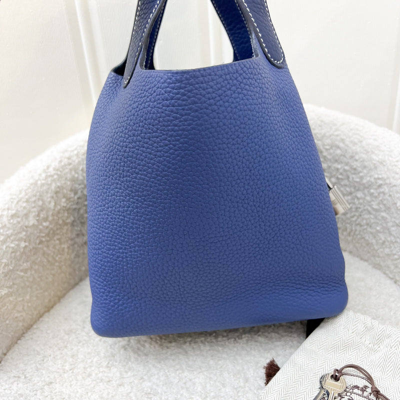 Hermes Picotin 18 in Bleu Saphir / Bleu Brighton Clemence Leather PHW