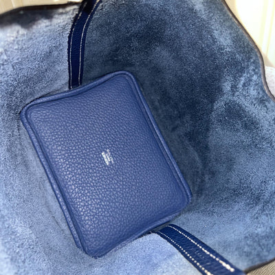 Hermes Picotin 18 in Bleu Saphir / Bleu Brighton Clemence Leather PHW