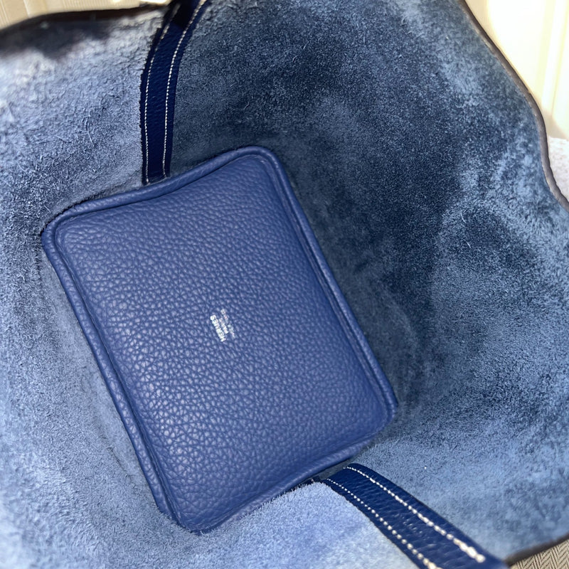 Hermes Picotin 18 in Bleu Saphir / Bleu Brighton Clemence Leather PHW