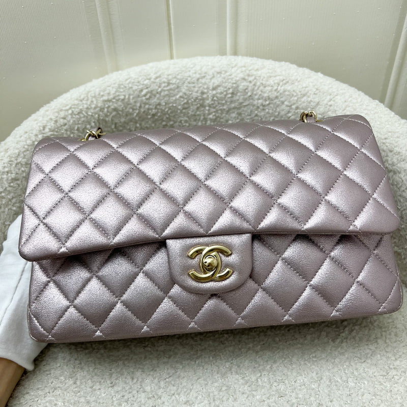 Chanel Medium Classic Flap CF in Metallic Pink Leather and LGHW