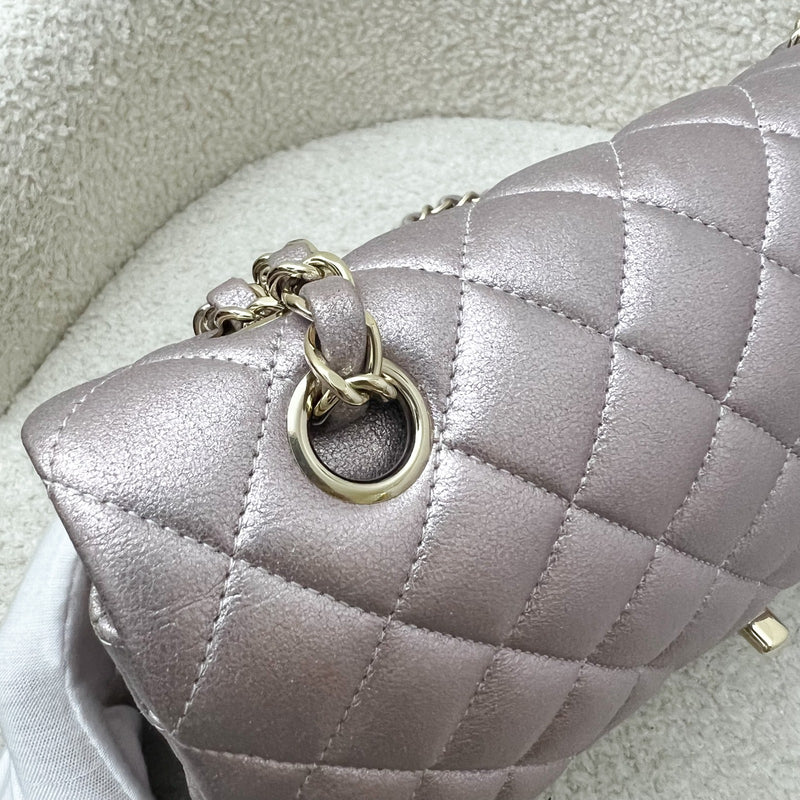 Chanel Medium Classic Flap CF in Metallic Pink Leather and LGHW